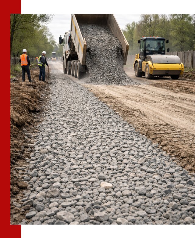 Доставка щебня для отсыпки дорог в Сергиевом Посаде высокого качества