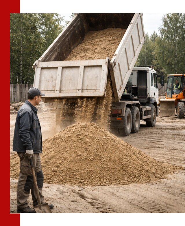 Доставка и продажа песка с разгрузкой в Сергиевом Посаде