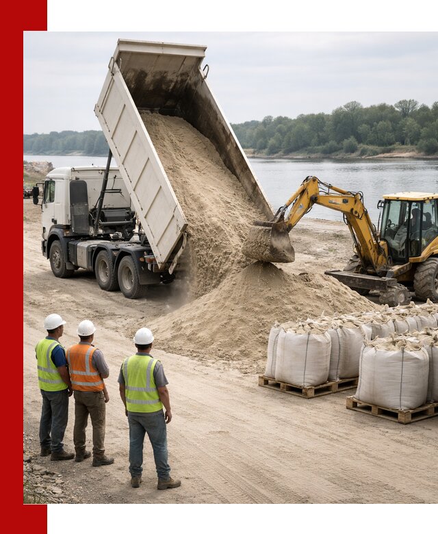 Доставка речного песка в Сергиевом Посаде самосвалами и погрузкой