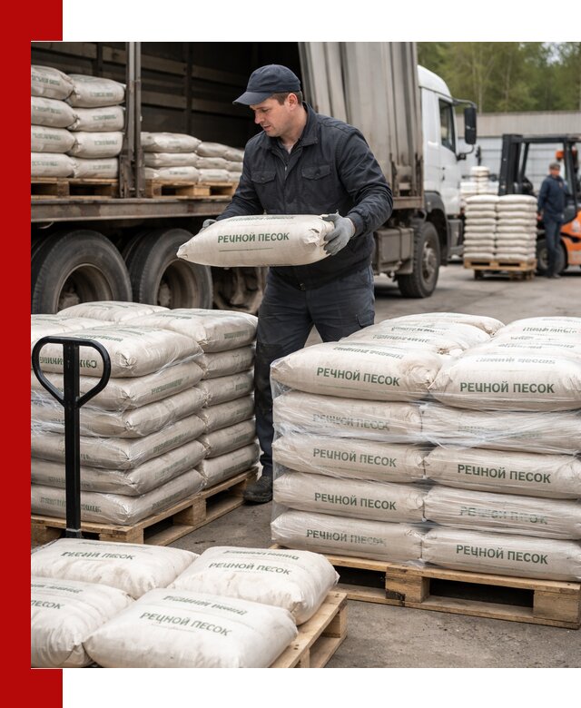 Речной песок в мешках с доставкой в Сергиевом Посаде