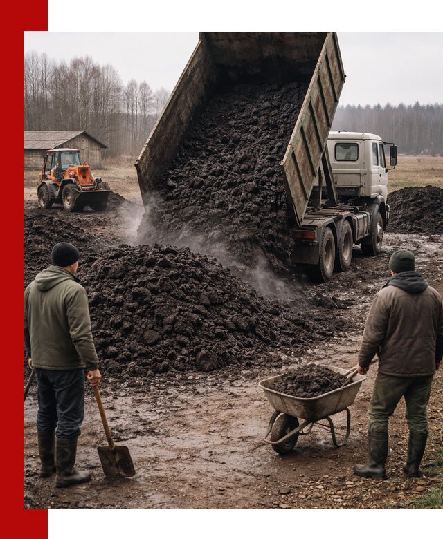 Доставка низинного торфа с разгрузкой и доставкой в Сергиевом Посаде