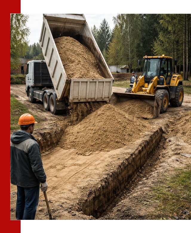 Доставка песчаного грунта в Сергиевом Посаде для строительных работ