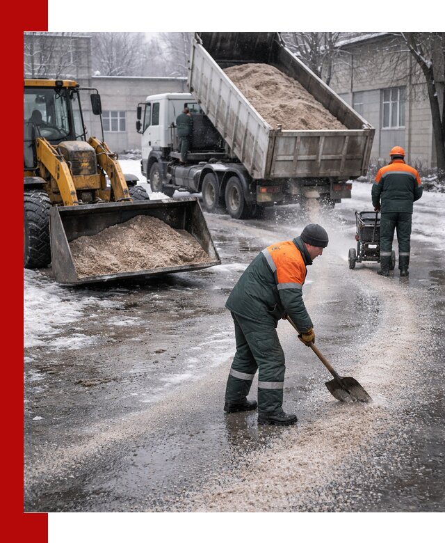 Реагент против гололеда с доставкой и нанесением в Сергиевом Посаде