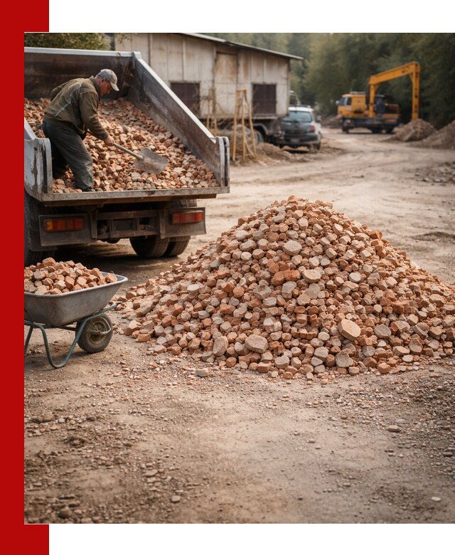 Доставка и подушка из боя кирпича с разгрузкой в Сергиевом Посаде