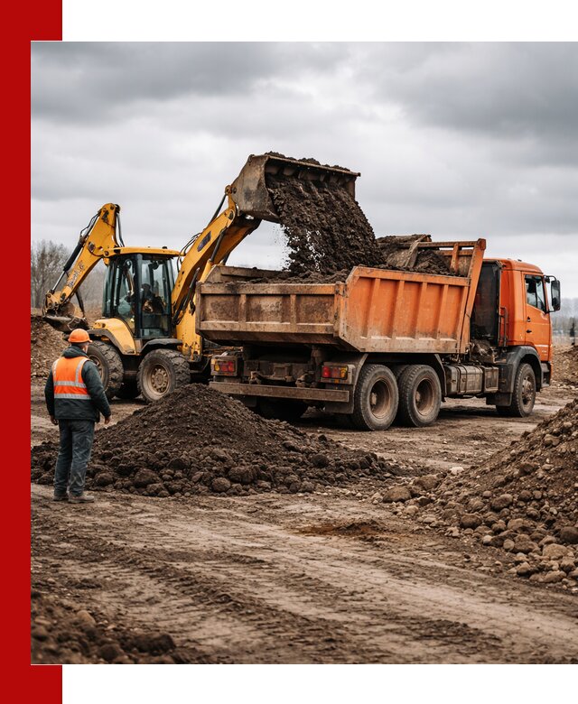 Вывоз грунта и строительного мусора в Сергиевом Посаде грузовыми самосвалами