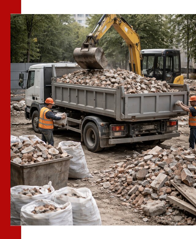 Вывоз строительного мусора в Сергиевом Посаде с самосвалами и контейнерами