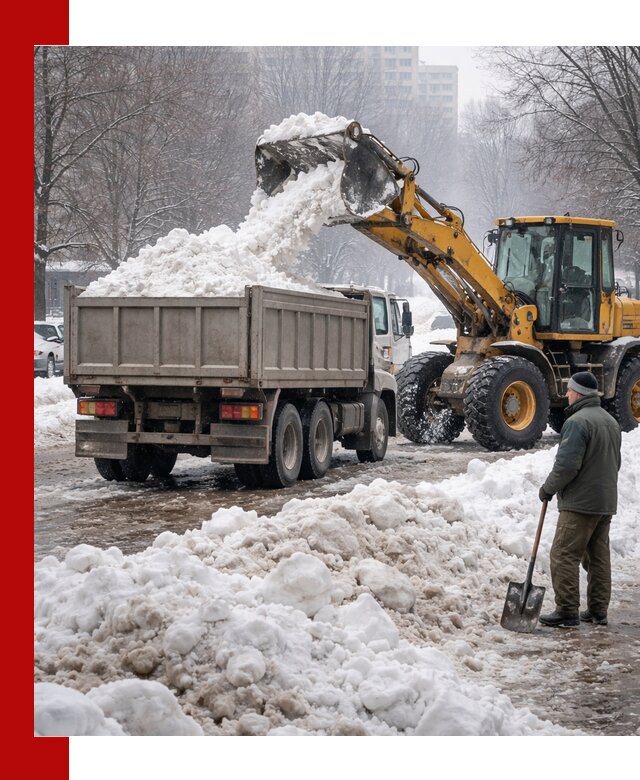 Вывоз снега грузовой техникой в Сергиевом Посаде оперативно и чисто