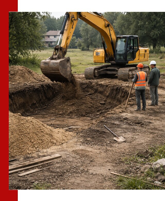 Рытье котлована под фундамент в Сергиевом Посаде (быстро и недорого)
